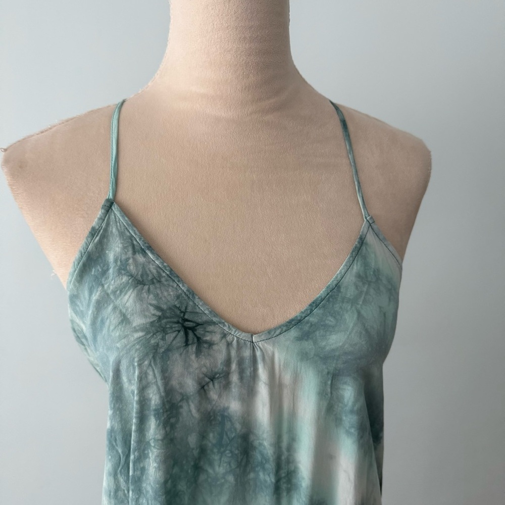 💙🌊 Love Stitch Tie Dye Open Back Maxi Dress M Draped Coastal Boho - Picture 4 of 13
